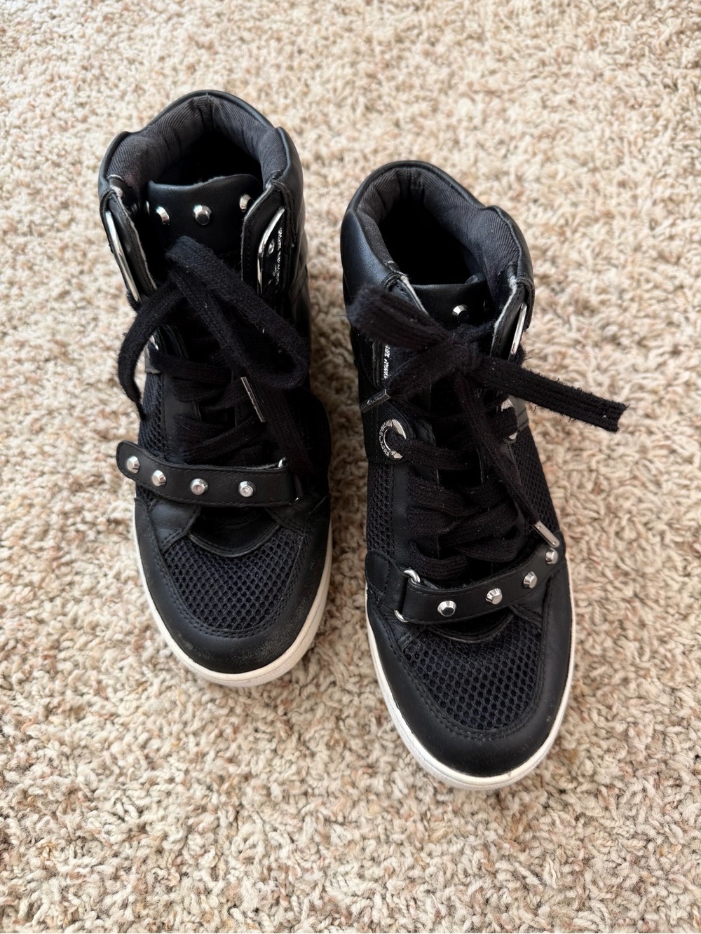 Michael Kors Black High-Top Sneakers with Silver Studs